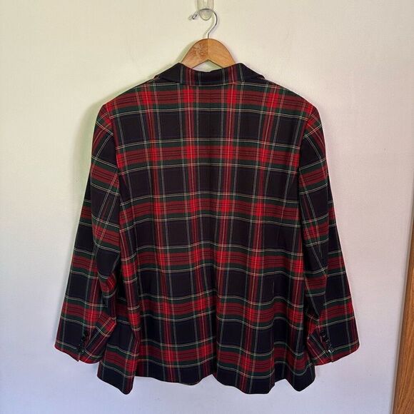 Lauren Ralph Lauren Preppy Tartan Plaid Print Contemporary One Button Blazer - Picture 3 of 16